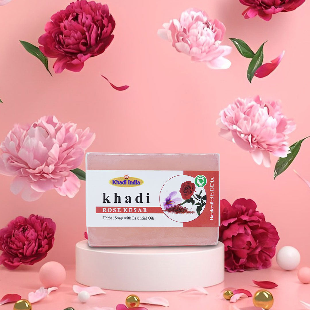 Rose Kesar Soap 125 gms | Zubh Khadi