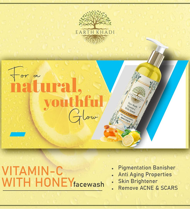 Vitamin C with Honey Face Wash Sulphate Free 200 ml | Earth Khadi