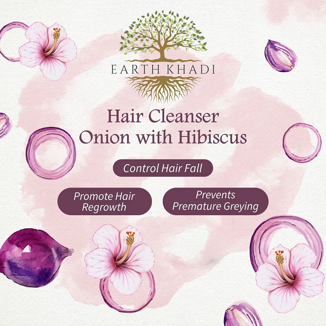 Onion with Hibiscus hair Cleanser sulphate free 300 ml | Earth Khadi