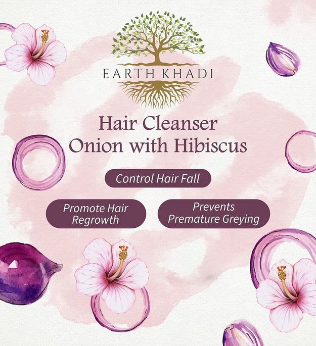 Onion with Hibiscus hair Cleanser sulphate free 300 ml | Earth Khadi
