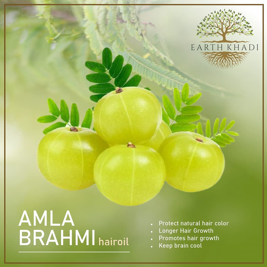 Amla Brahmi Hair Oil free from Mineral Oil 200 ml | Earth Khadi