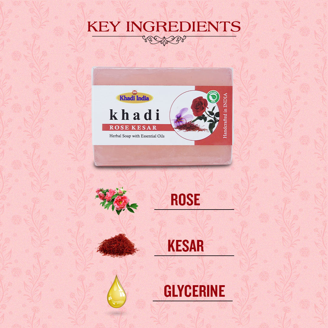 Rose Kesar Soap 125 gms | Zubh Khadi