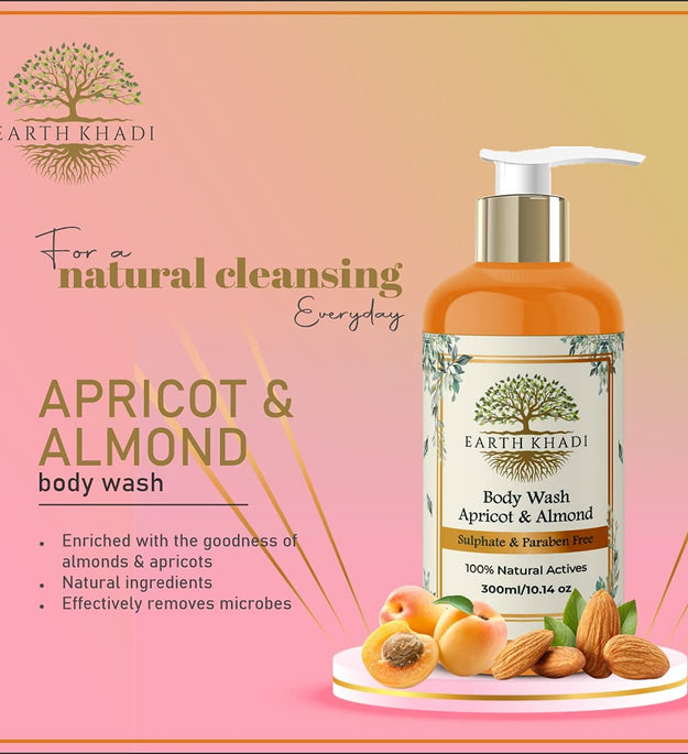 Apricot & Almond Body wash Sulphate free 300 ml | Earth Khadi